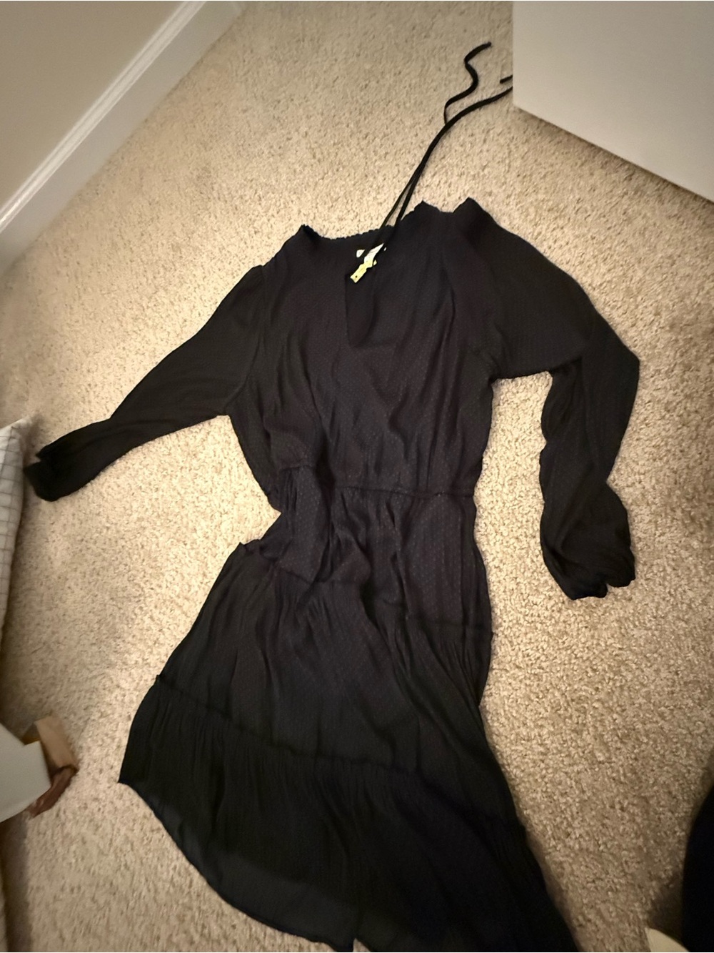 Cato Black Long Sleeve Midi Dress